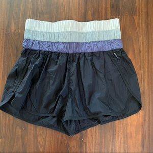 Free People, The Way Home Gradient Waistband Shorts, Black Combo, Size M